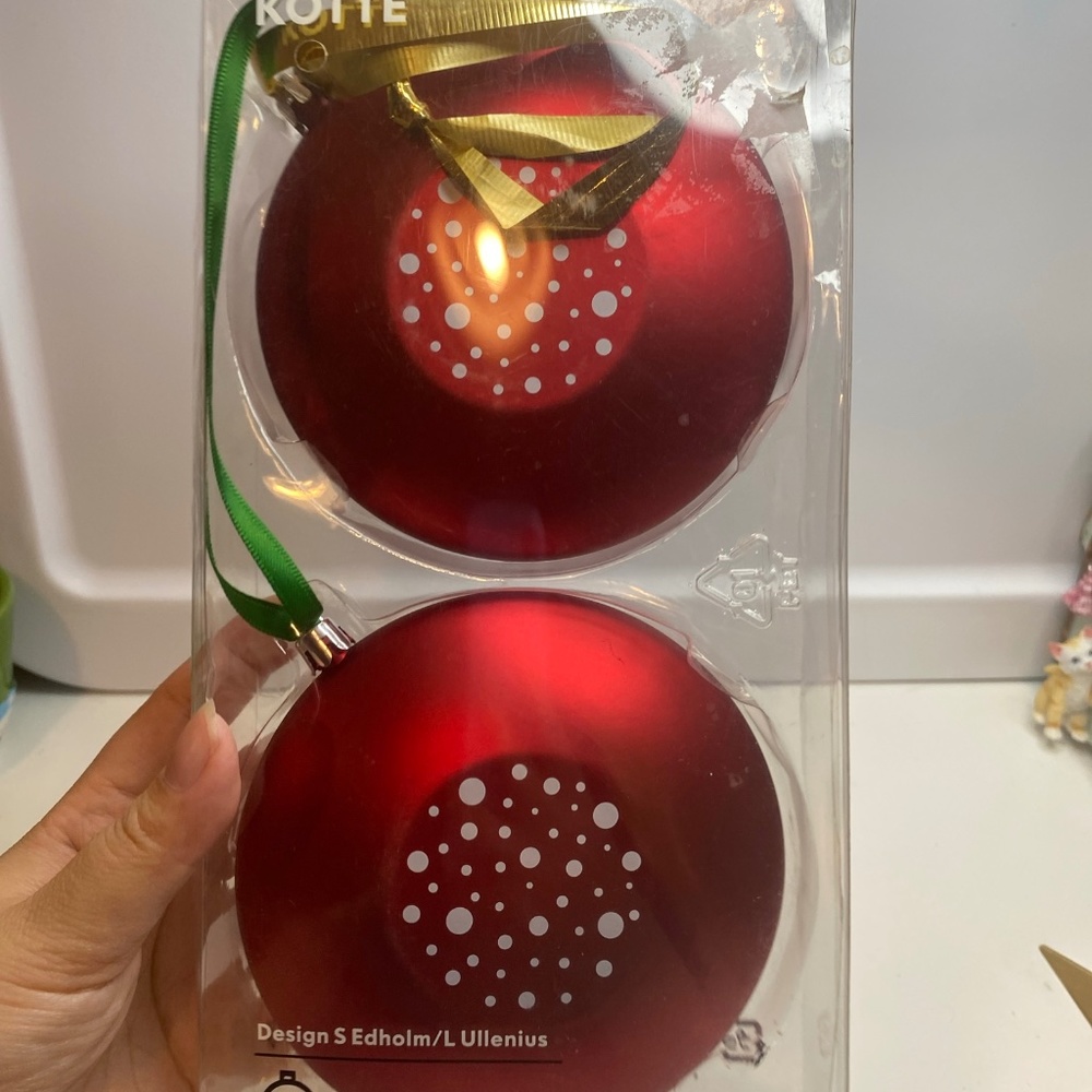 2 IKEA Ornaments Edholm Ullenius Sweden Kotte Red Christmas Xmas